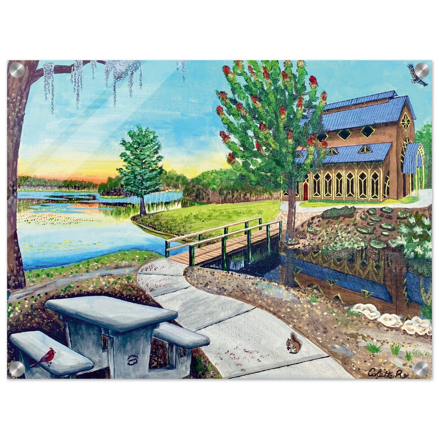 Inspiring Christian art acrylic on canvas painting Sanctuary at Lake Alice by Colette Raine Acrylic Print 18×24" (45×60 cm) (no frame or style)
