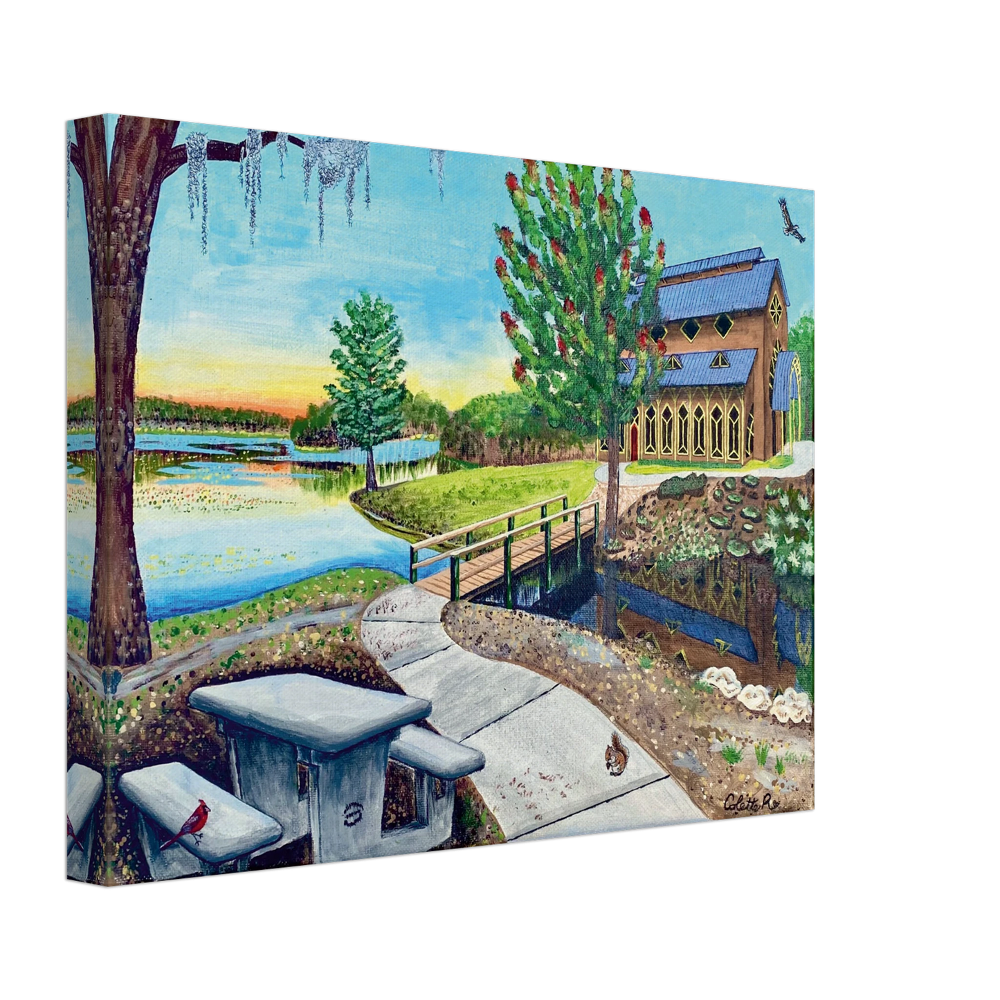 Inspiring Christian art acrylic on canvas painting Sanctuary at Lake Alice by Colette Raine Canvas Print 12×16" (30×40 cm) Thick Canvas Depth