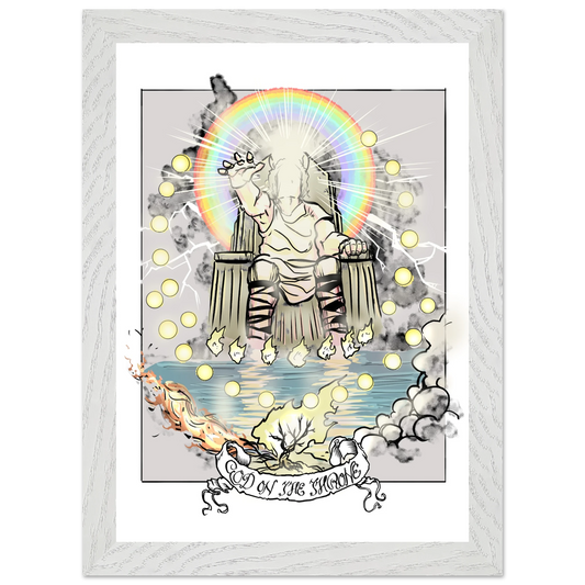 Inspiring modern Christian graphic art Team Lamb: God on the Throne by Seth Haak, Revelation Series Semi-Glossy Paper in Wood Frame Print 8.3×11.7" (21×29.7 cm A4) White Frame