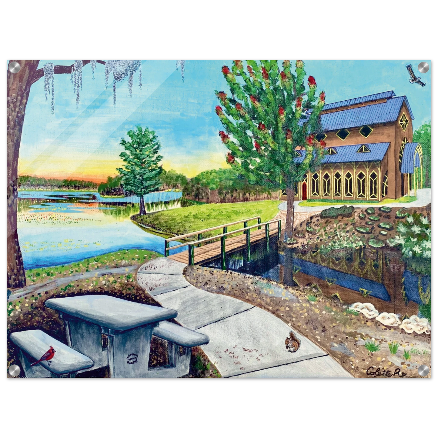 Inspiring Christian art acrylic on canvas painting Sanctuary at Lake Alice by Colette Raine Acrylic Print 24×32" (60×80 cm) (no frame or style)