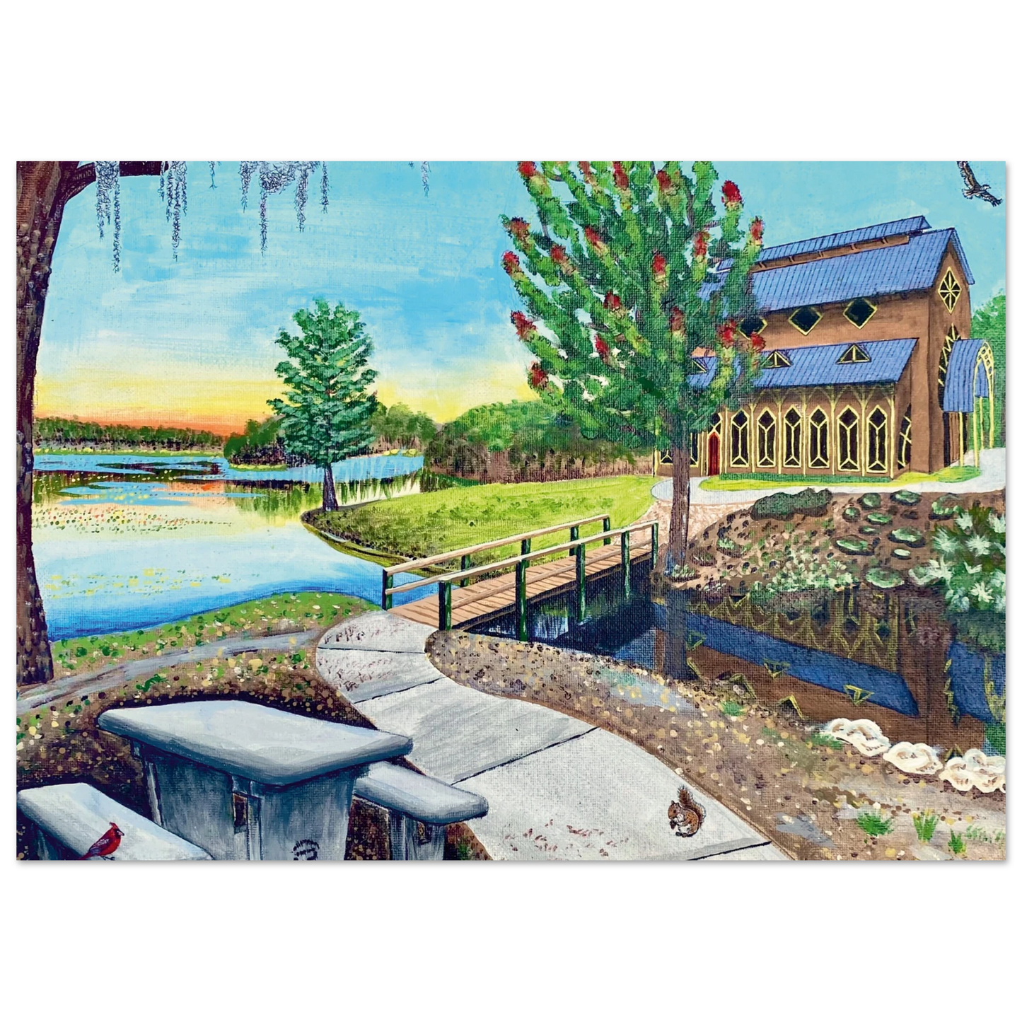 Inspiring Christian art acrylic on canvas painting Sanctuary at Lake Alice by Colette Raine Fine Art Paper Poster Print 8.3×11.7" (21×29.7 cm A4 size) (no frame or style)