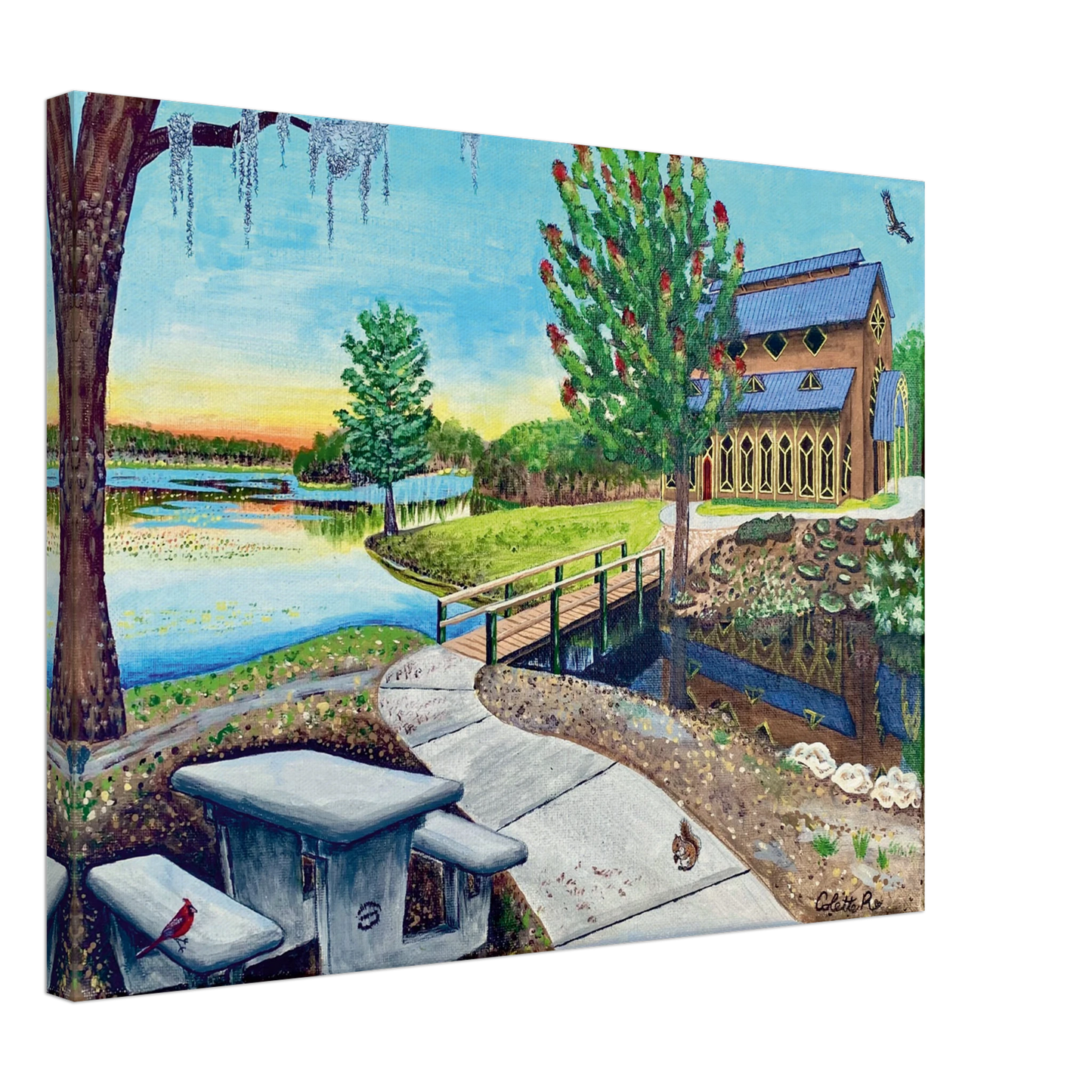 Inspiring Christian art acrylic on canvas painting Sanctuary at Lake Alice by Colette Raine Canvas Print 18×24" (45×60 cm) Slim Canvas Depth