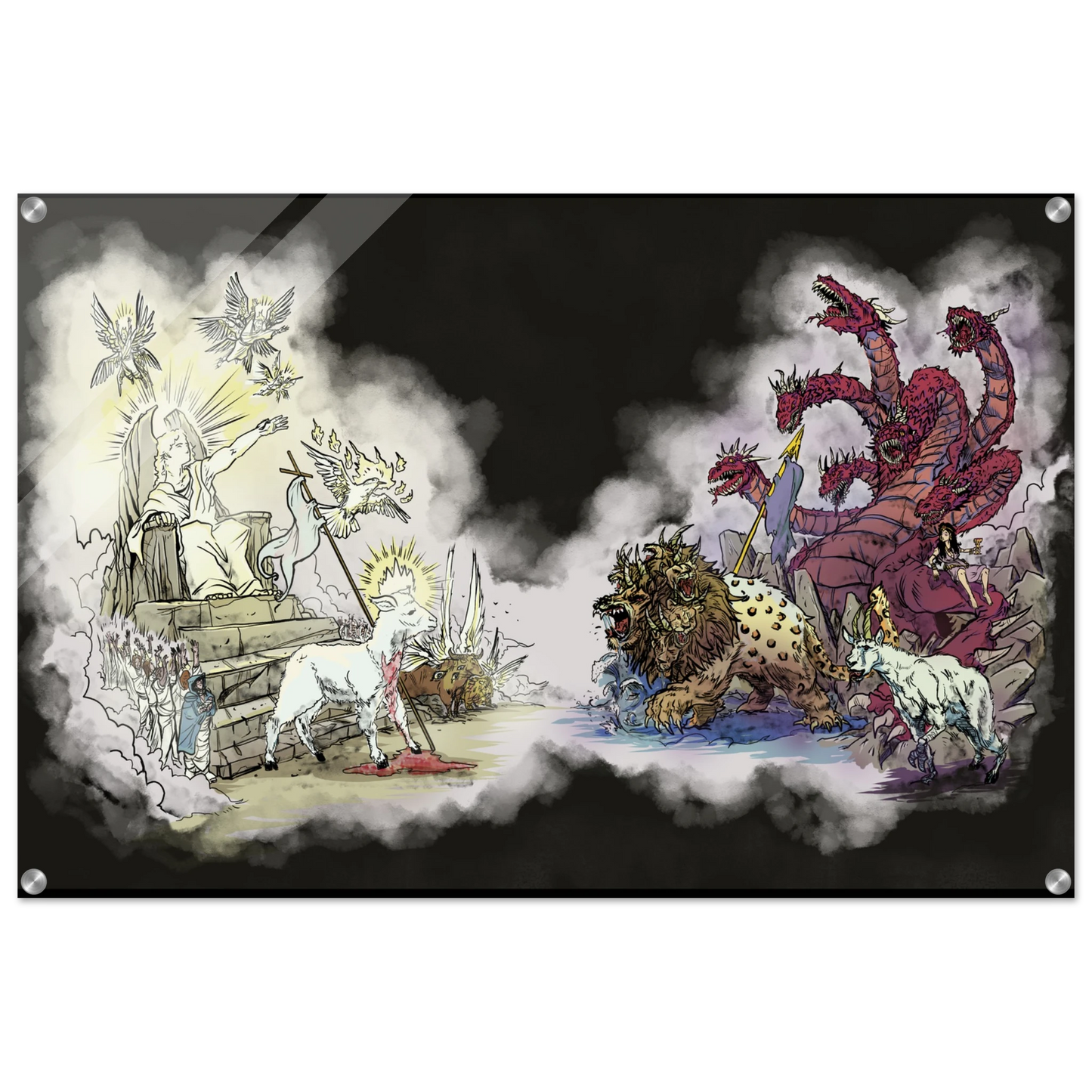 Inspiring modern Christian graphic art Team Lamb versus Team Dragon by Seth Haak, Revelation Series Acrylic Print 24×36" (60×90 cm) -(no frame or style)