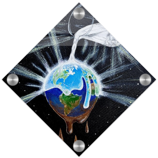 Inspiring Christian art acrylic on canvas painting Overflowing Light by Colette Raine Acrylic Print 8×8" (20×20 cm) (no frame or style)