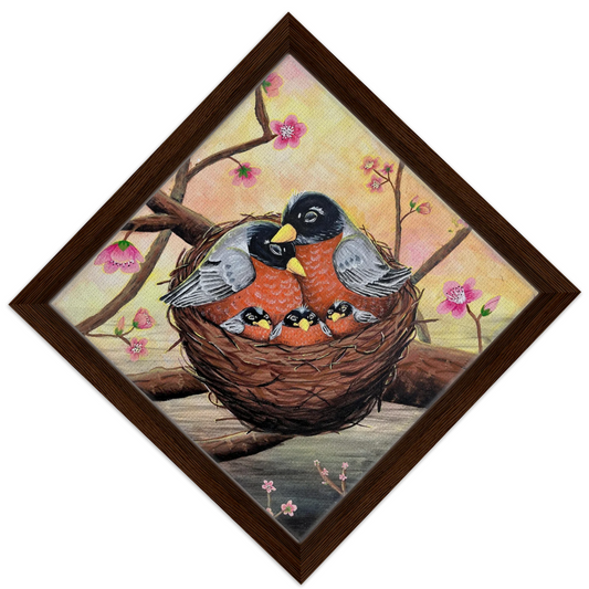 Inspiring Christian art acrylic on canvas painting Morning Glow by Colette Raine Canvas in Wood Frame Print 12×12" (30×30 cm) Dark Wood Frame