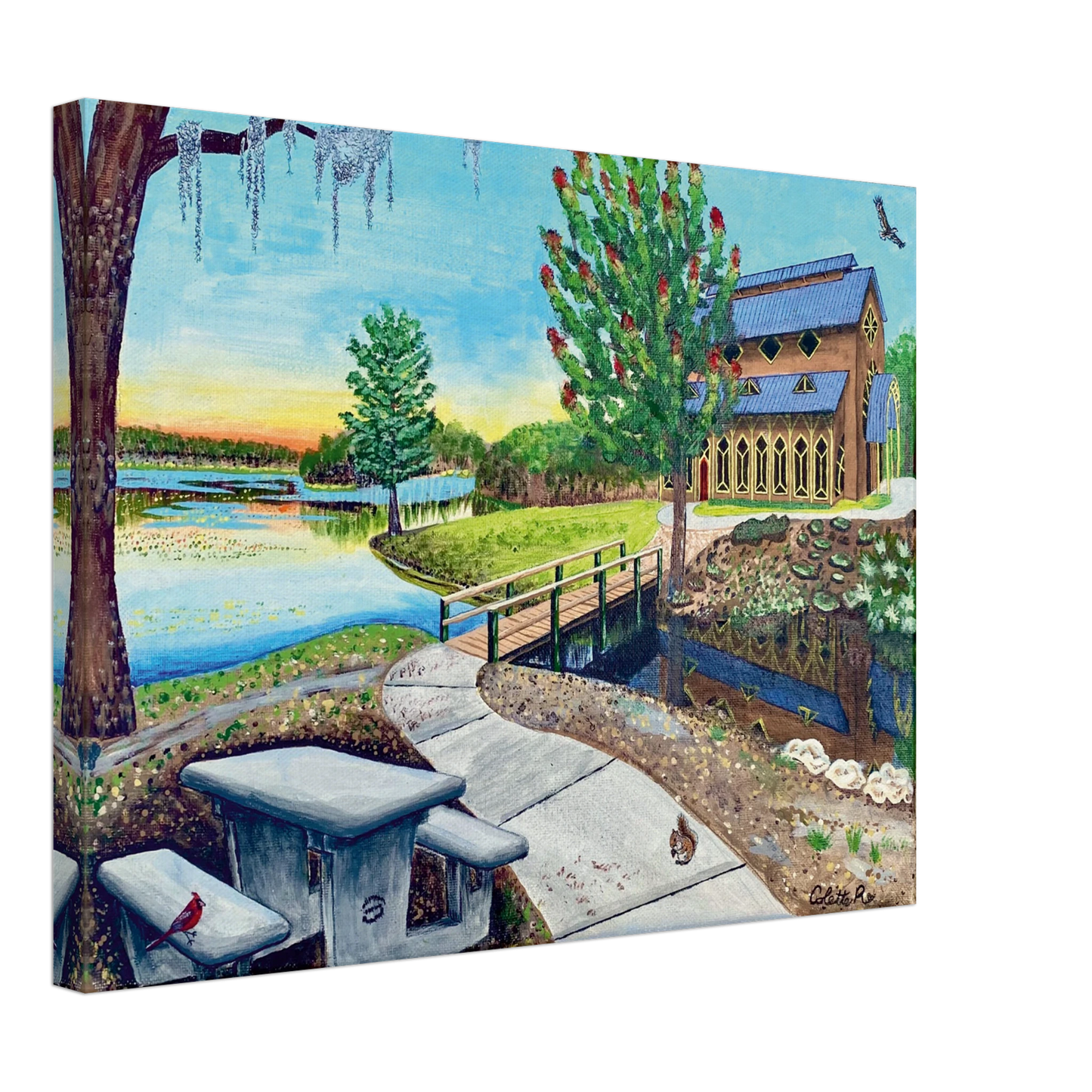 Inspiring Christian art acrylic on canvas painting Sanctuary at Lake Alice by Colette Raine Canvas Print 18×24" (45×60 cm) Thick Canvas Depth