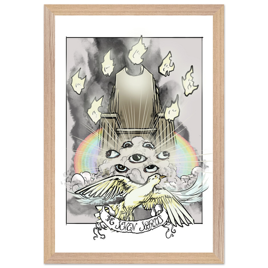 Inspiring modern Christian graphic art Team Lamb: The Seven Spirits by Seth Haak, Revelation Series Fine Art Paper in Wood Frame Print 8.3×11.7" (21×29.7 cm A4) Natural Wood Frame