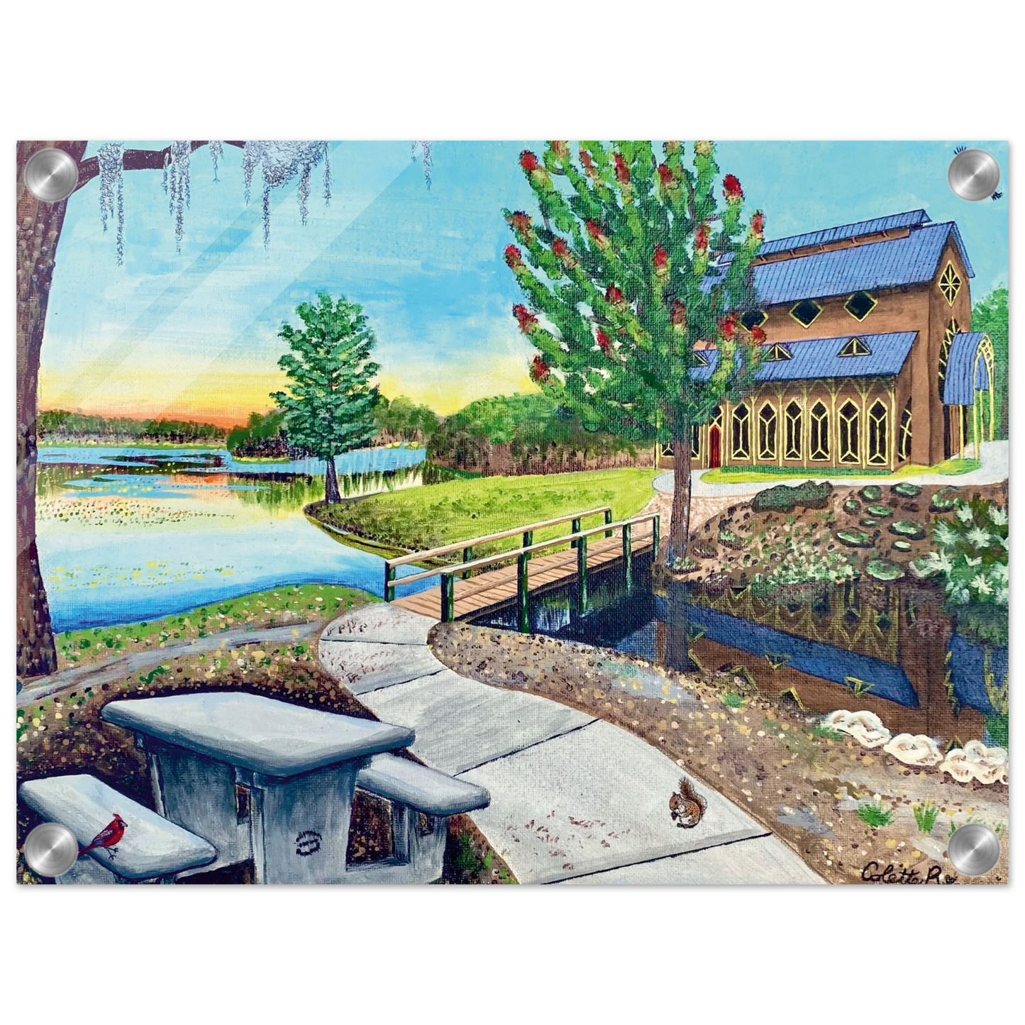 Inspiring Christian art acrylic on canvas painting Sanctuary at Lake Alice by Colette Raine Acrylic Print 12×16" (30×40 cm) (no frame or style)