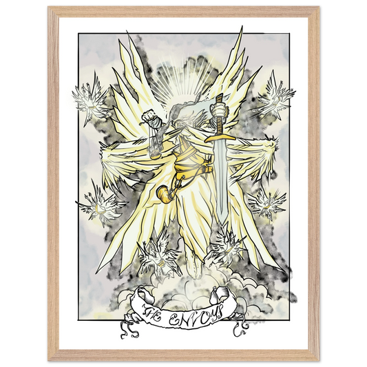 Inspiring modern Christian graphic art Team Lamb: The Envoys by Seth Haak, Revelation Series Fine Art Paper in Wood Frame Print 12×16" (30×40 cm) Natural Wood Frame