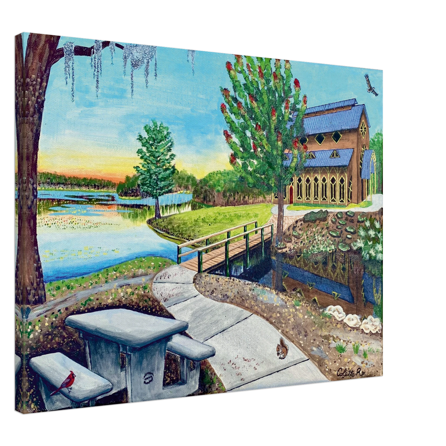 Inspiring Christian art acrylic on canvas painting Sanctuary at Lake Alice by Colette Raine Canvas Print 24×32" (60×80 cm) Slim Canvas Depth