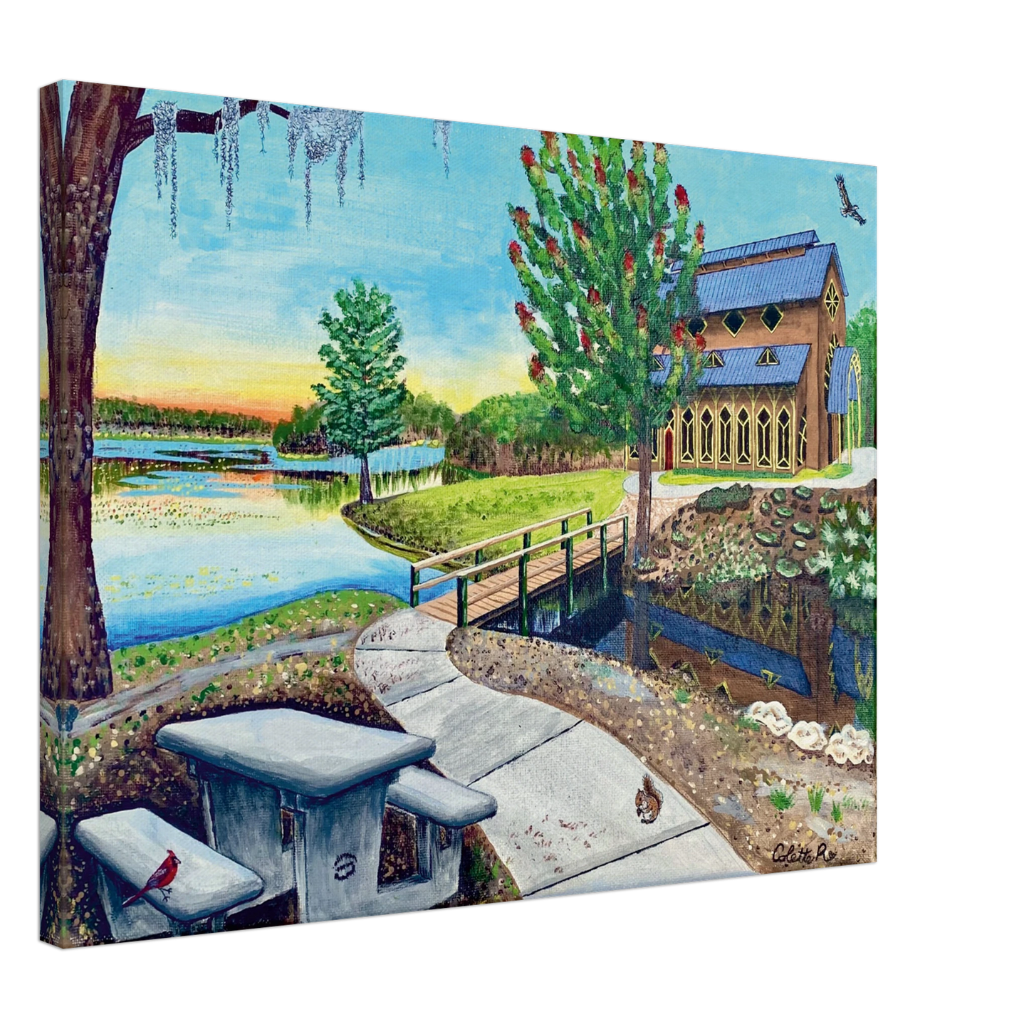 Inspiring Christian art acrylic on canvas painting Sanctuary at Lake Alice by Colette Raine Canvas Print 24×32" (60×80 cm) Thick Canvas Depth