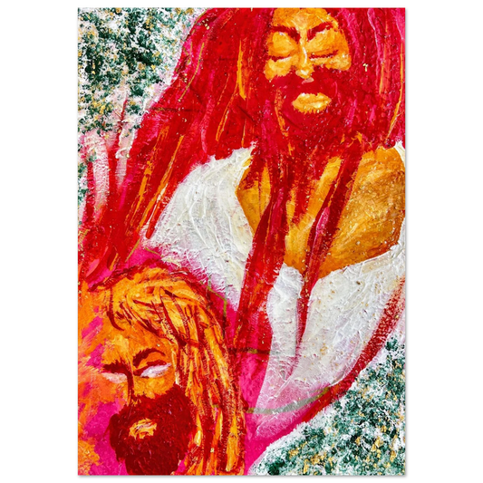 YESHUA by Katie Jackson-Acrylic, Gold Leaf Resin Painting of Jesus-Fine Art Paper Poster Print, 28×40" (70×100 cm), (no frame or style)