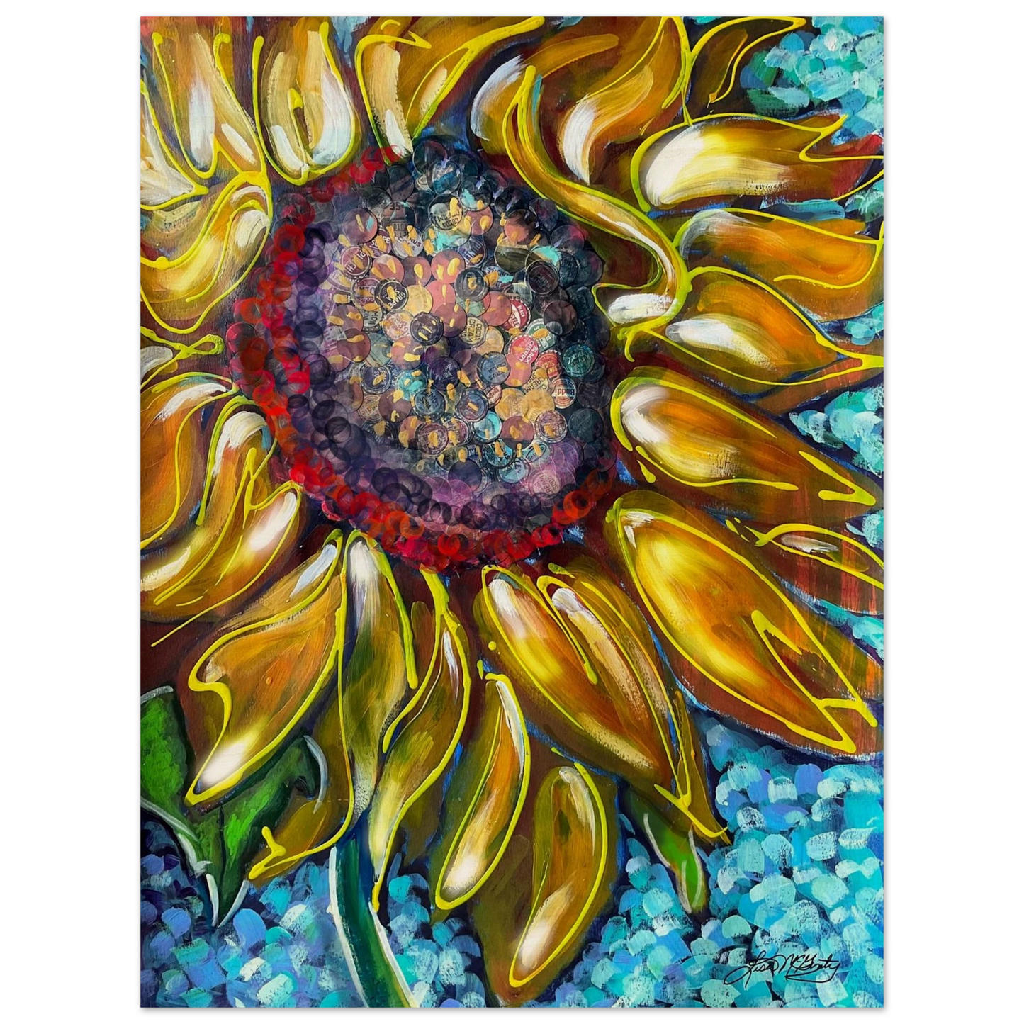 Radiant Bloom by Lisa McGinty Christian sunflower wall art print- Print,,-Gallery of Grace
