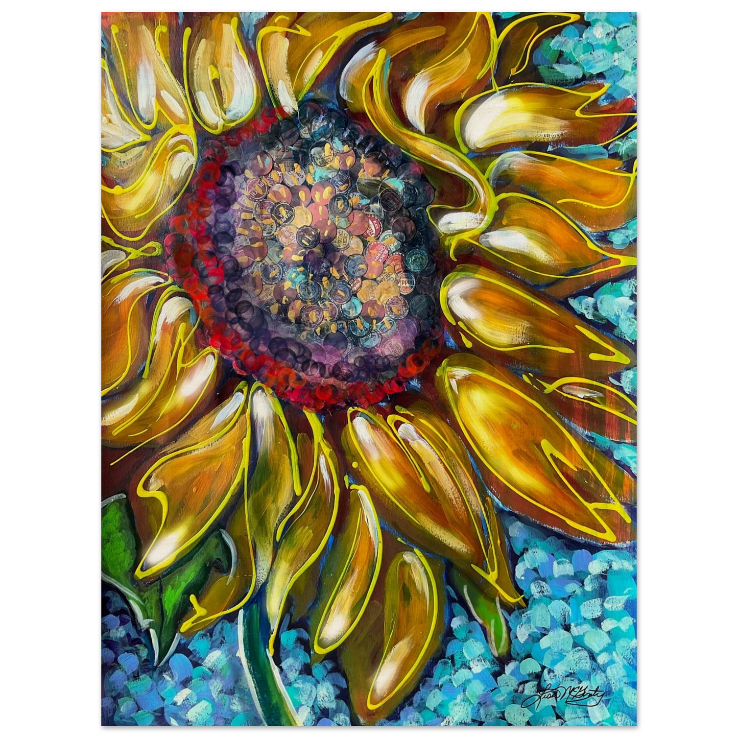 Radiant Bloom by Lisa McGinty Christian sunflower wall art print- Print,,-Gallery of Grace