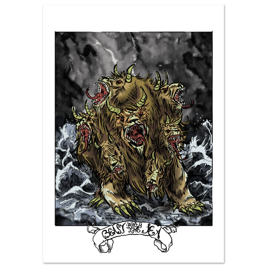 Inspiring modern Christian graphic art Team Dragon: Beast From The Sea by Seth Haak, Revelation Series Fine Art Paper Poster Print 28×40" (70×100 cm) -(no frame or style)