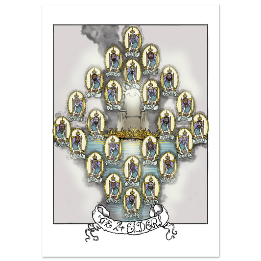 Inspiring modern Christian graphic art Team Lamb: The 24 Elders by Seth Haak, Revelation Series Fine Art Paper Poster Print 28×40" (70×100 cm) -(no frame or style)