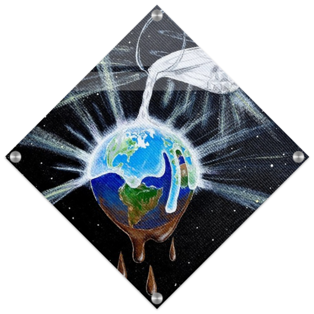 Inspiring Christian art acrylic on canvas painting Overflowing Light by Colette Raine Acrylic Print 16×16" (40×40 cm) (no frame or style)