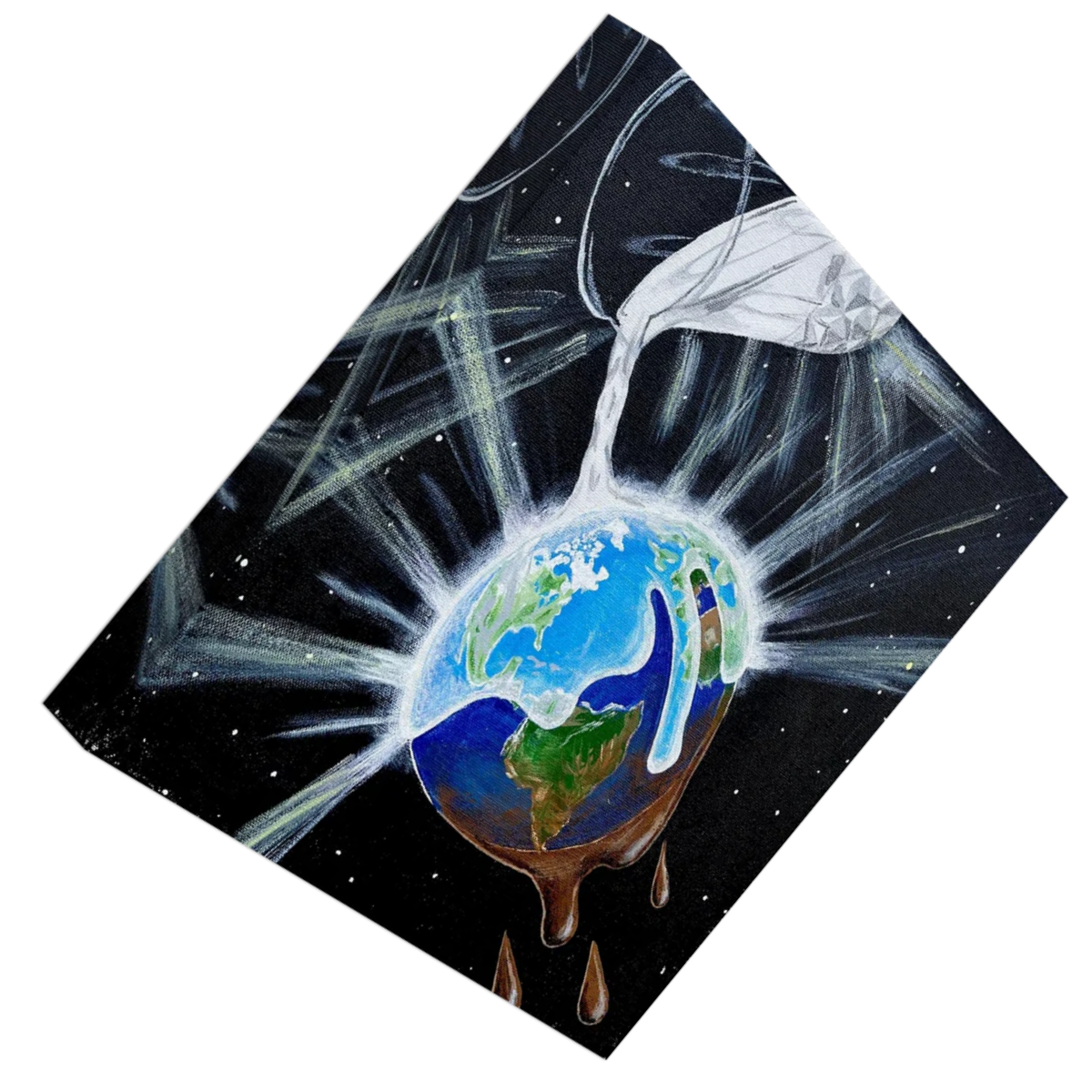Inspiring Christian art acrylic on canvas painting Overflowing Light by Colette Raine Canvas Print 8×8" (20×20 cm) Slim Canvas Depth