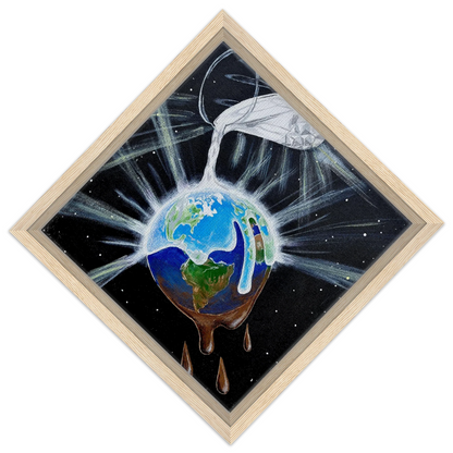 Inspiring Christian art acrylic on canvas painting Overflowing Light by Colette Raine Canvas in Wood Frame Print 12×12" (30×30 cm) Natural Wood Frame