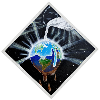 Inspiring Christian art acrylic on canvas painting Overflowing Light by Colette Raine Semi-Glossy Paper in Wood Frame Print 16×16" (40×40 cm) White Frame