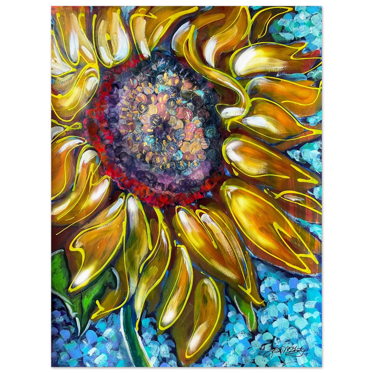 Radiant Bloom by Lisa McGinty Christian sunflower wall art print- Print,,-Gallery of Grace