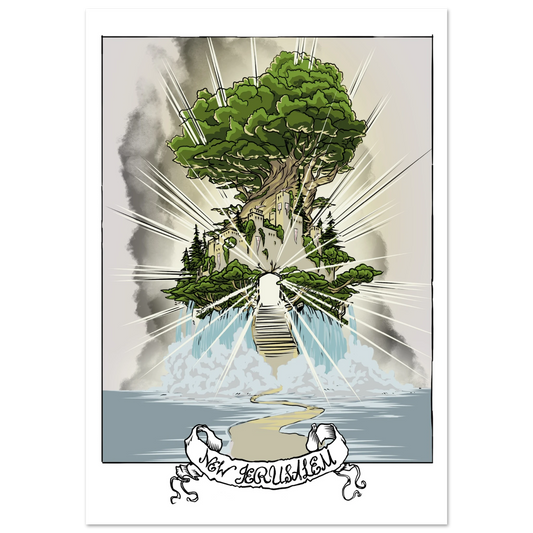 Inspiring modern Christian graphic art Team Lamb: New Jerusalem by Seth Haak, Revelation Series Fine Art Paper Poster Print 28×40" (70×100 cm) -(no frame or style)
